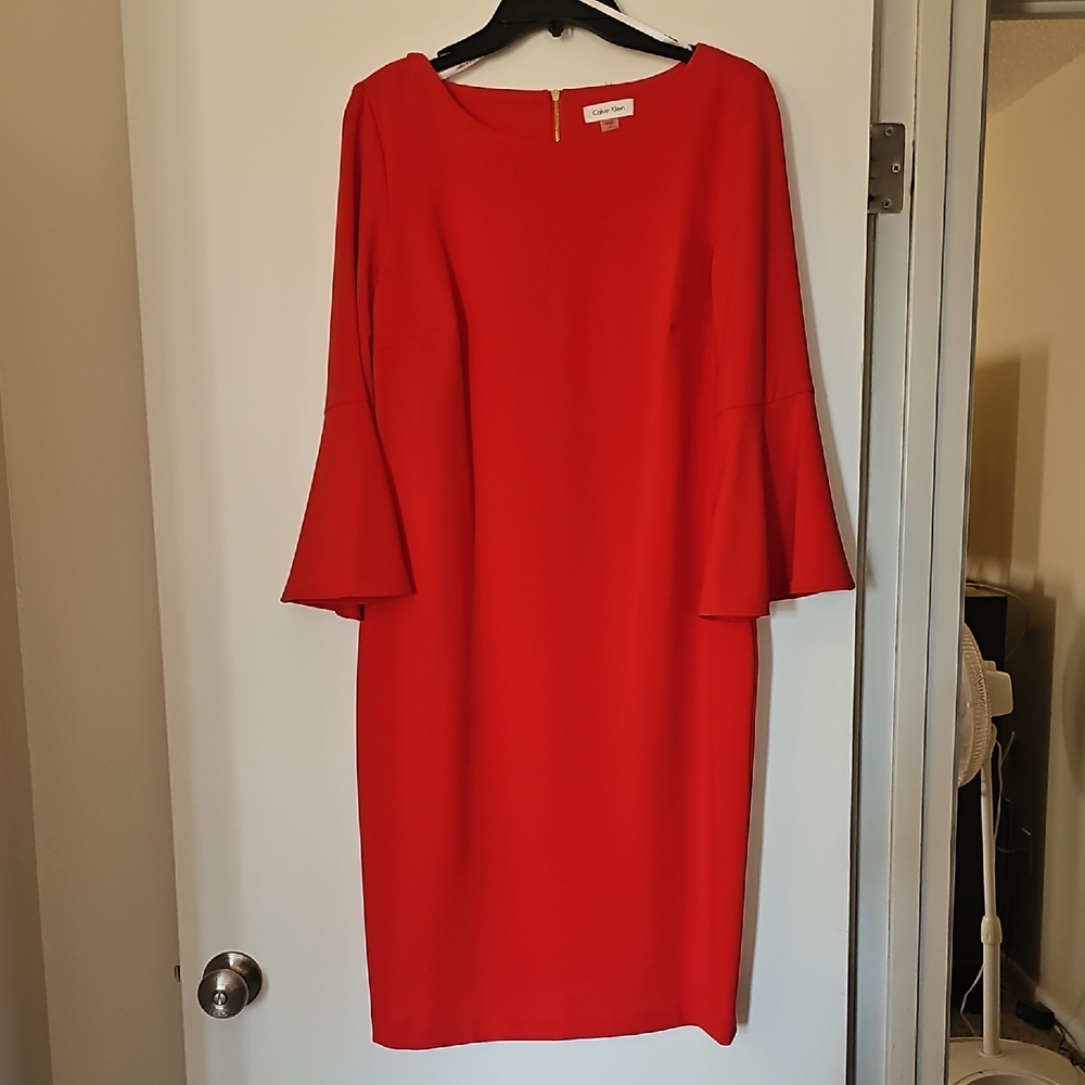 Calvin Klein Vibrant Red 3/4  Sleeve Dress - Worn Only Once